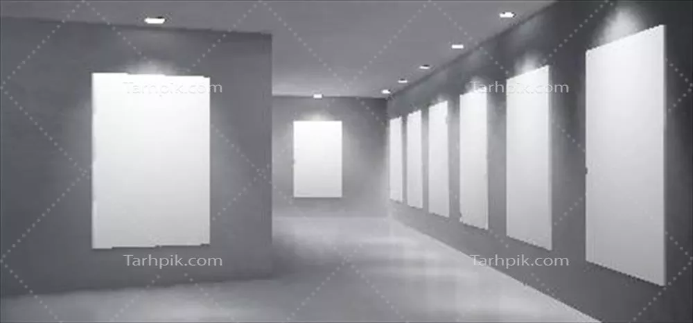الگوی وکتور از فضای خالی داخلی گالری هنری و نمایشگاه