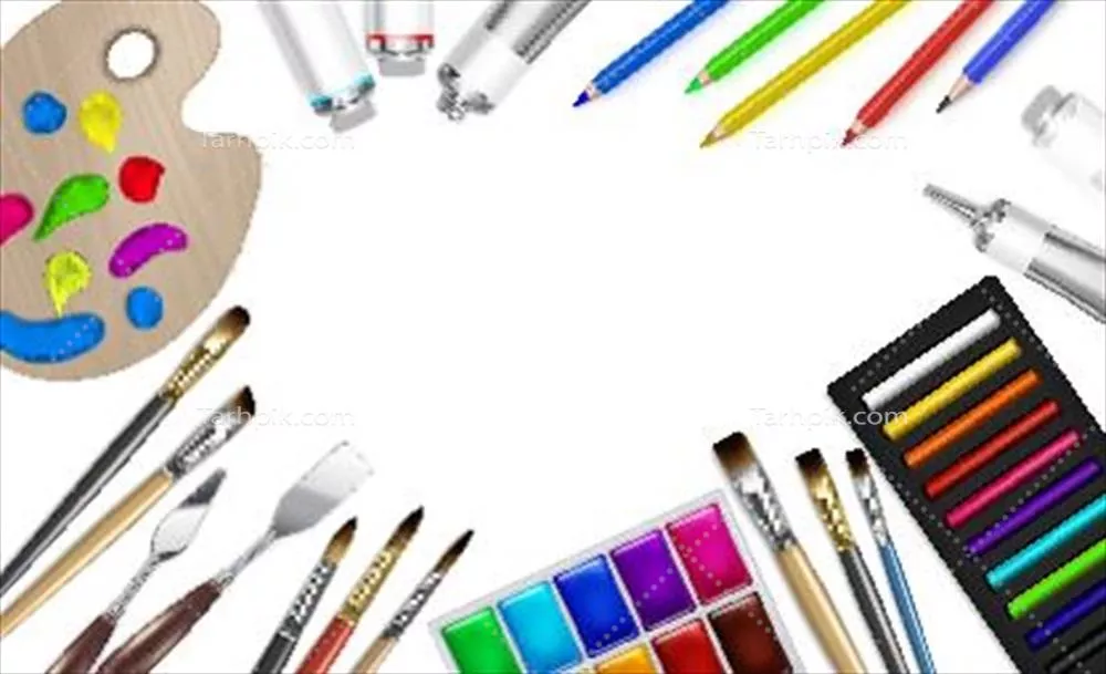 ابزارهای هنری با پسزمینه واقعی - وکتورهای هنری و طراحی