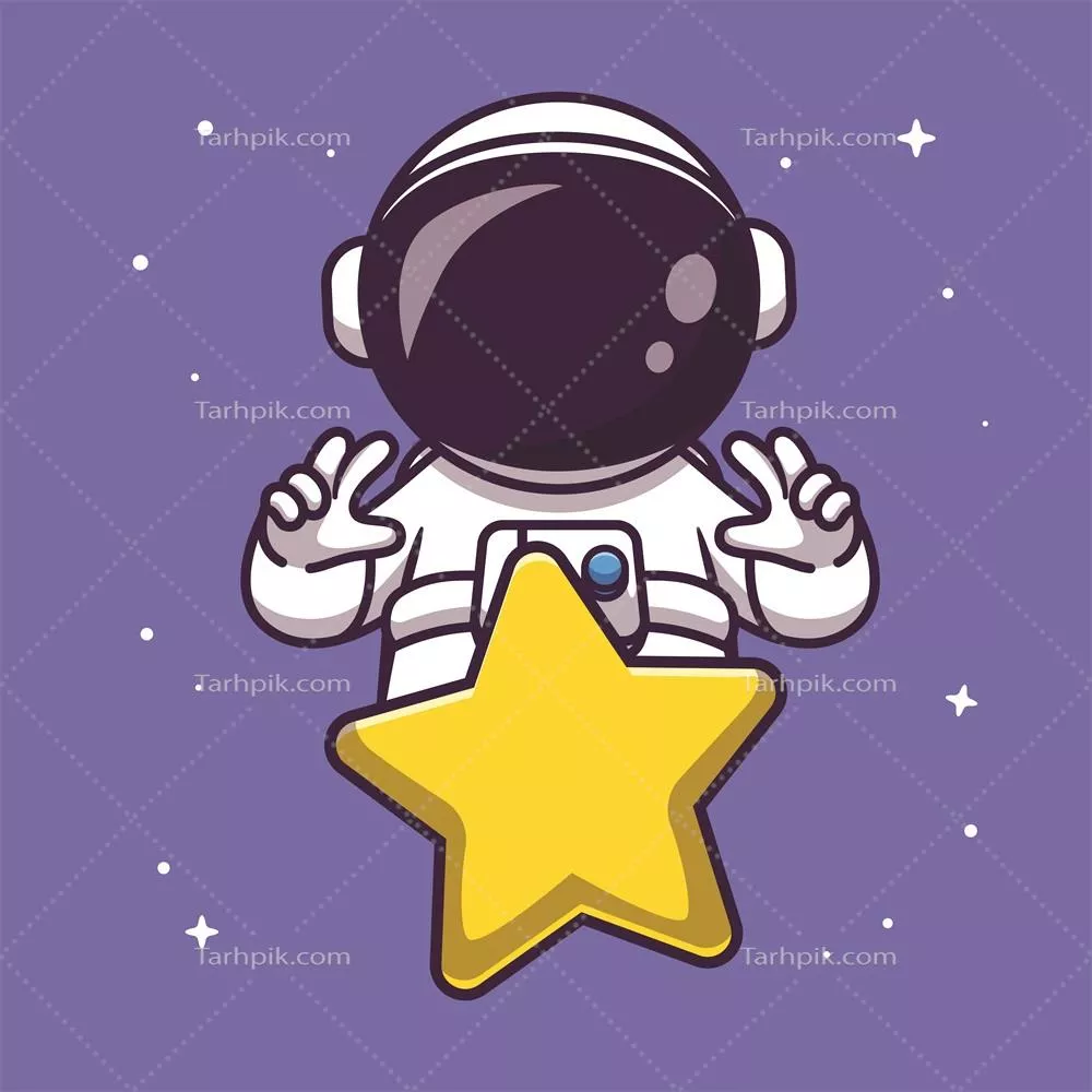 کارتون وکتوری فضانورد و ستاره در فضای کهکشان