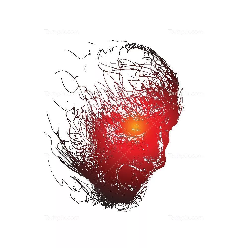 چهره جذاب مرد به خطوط قلمی در حال ذوب شدن - تصویرسازی وکتور