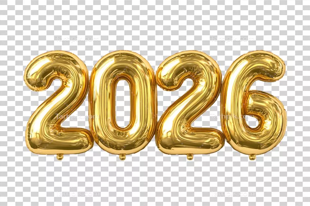 عکس دوربری پیشبینی بالونهای طلایی 2026 بر روی پسزمینه شفاف