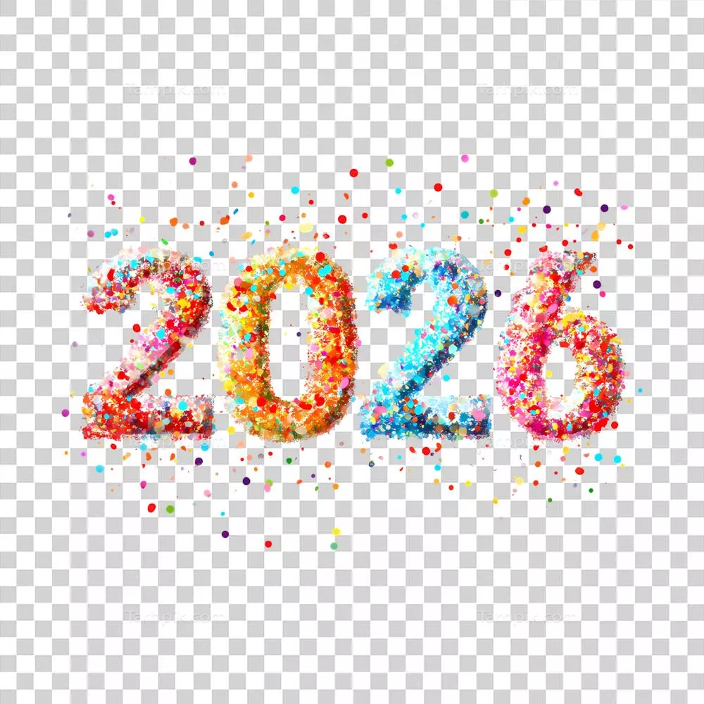 عکس دوربری عدد جشنواره 2026 با رنگی از نوارههای رنگارنگ روی پسزمینه شفاف برای رویدادها