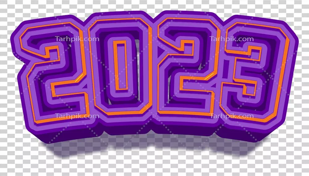 عکس دوربری جشن سال نو 2023 با متن طلایی و بنفش درخشان و پر زرق و برق