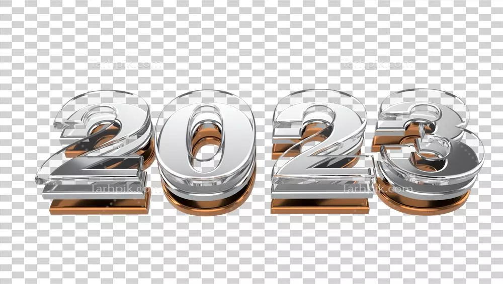 عکس دوربری طراحی مدرن لوگو 2023 با سبک تایپوگرافی 3D برای سال نو