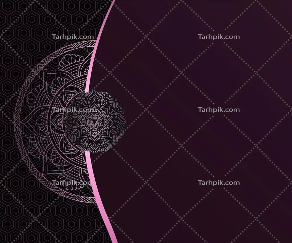 عکس پس‌زمینه لوکس ماندالا با الگوی عربسک در رنگ‌های صورتی، قرمز، قهوه‌ای و مجنتا برای ماه رمضان