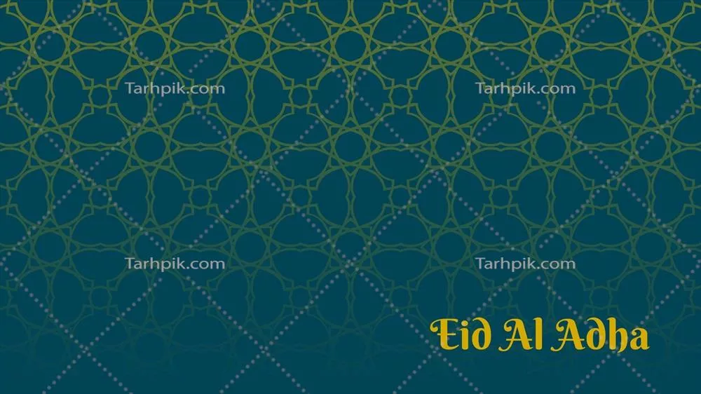عکس گرافیک وکتوری پس‌زمینه عید قربانی با رنگ‌های آبی و طلا برای بنر و والپیپر