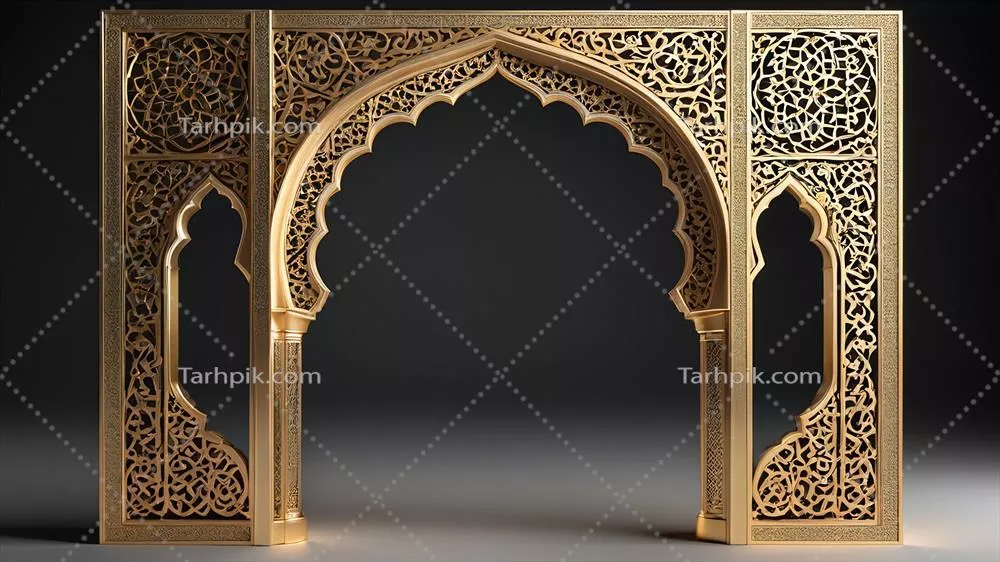 عکس پسزمینه قاب اسلامی تزئینی با جزئیات پیچیده و زیبا