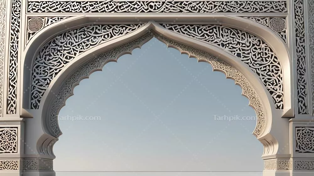 عکس قاب سفید با الگوهای اسلامی برای تزئینات هنری و زیبا