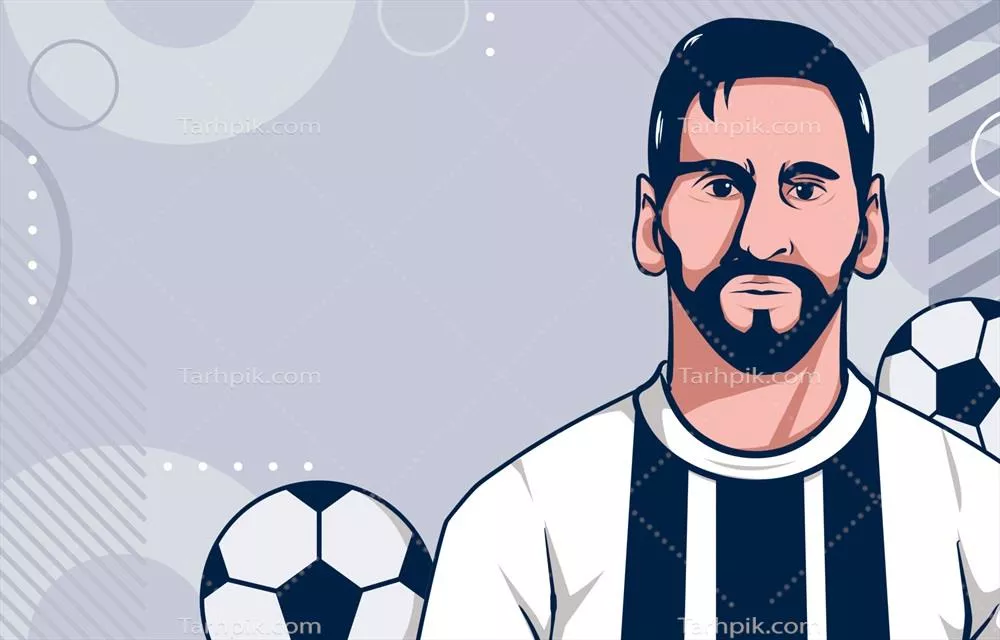 وکتور تصویر بازیکن فوتبال معروف در پس‌زمینه‌ای زیبا و چشم‌نواز