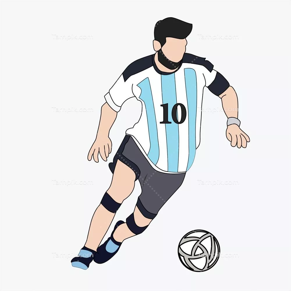 وکتور تصویرسازی بازیکن فوتبال لیونل مسی و مهارت‌های فوق‌العاده او