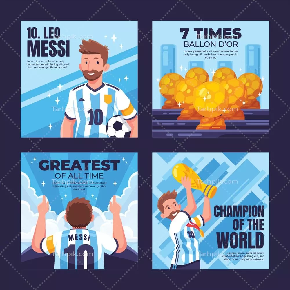 وکتور پست‌های اجتماعی لیونل مسی: ستاره فوتبال و تأثیر او بر شبکه‌های اجتماعی