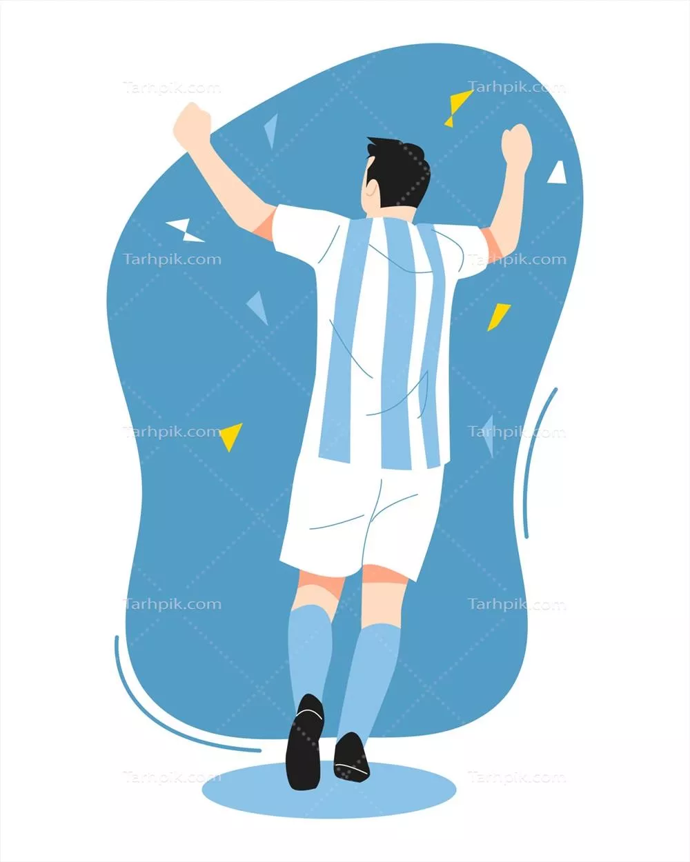 وکتور بازیکن فوتبال مرد در حال دویدن و جشن گرفتن پیروزی از پشت