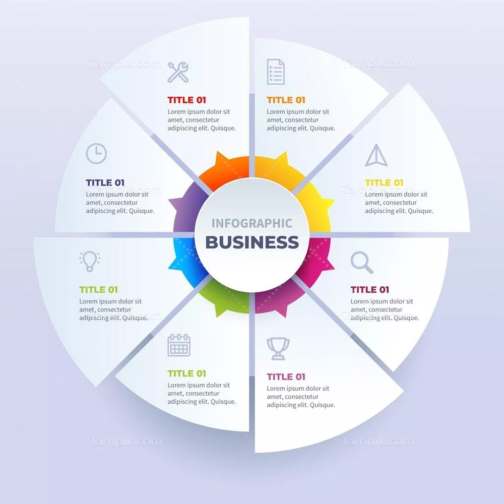 وکتور نمودار دایره‌ای گرادیان: یک اینفографیک بصری جذاب و مفهومی