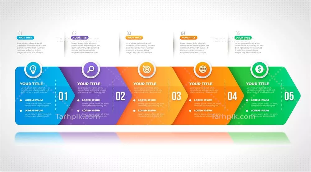 وکتور طراحی مراحل اینفوگرافیک با گرادیانت برای ارائه اطلاعات بصری