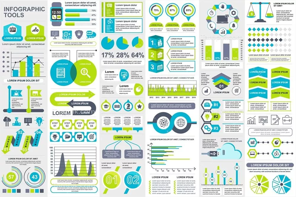الگوی طراحی وکتور عناصر اینفوگرافیک برای ارائه اطلاعات بصری