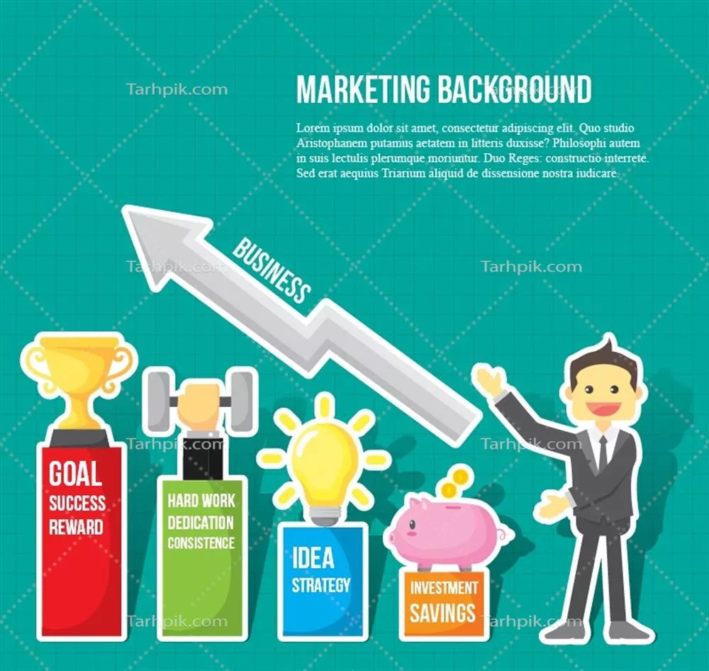 وکتور زمینه بازاریابی با اینفوگرافیک جذاب و خلاقانه برای تحلیل دادهها