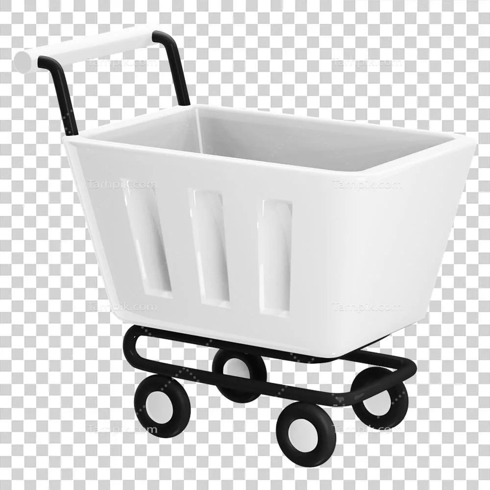 عکس دوربری آیکون سه بعدی سبد خرید با طراحی مدرن و جذاب