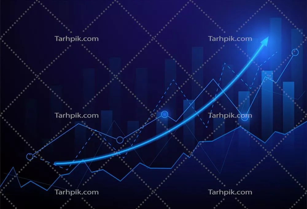 وکتور نمودار تجاری با پسزمینه آبی برای تحلیل سرمایهگذاری و تجارت