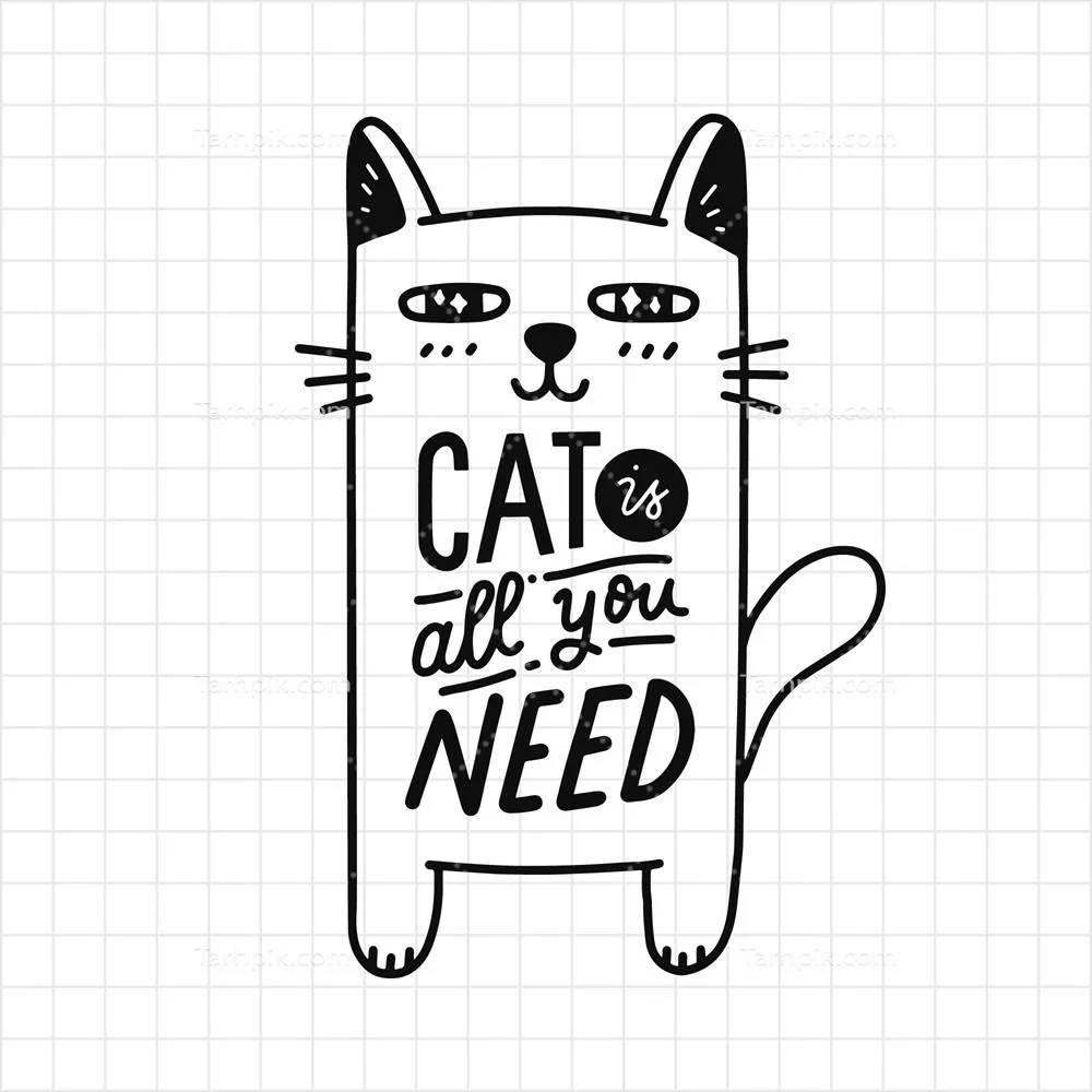 وکتور طراحی متن 'گربه همه چیزی است که نیاز دارید' با زیباییهای خاص