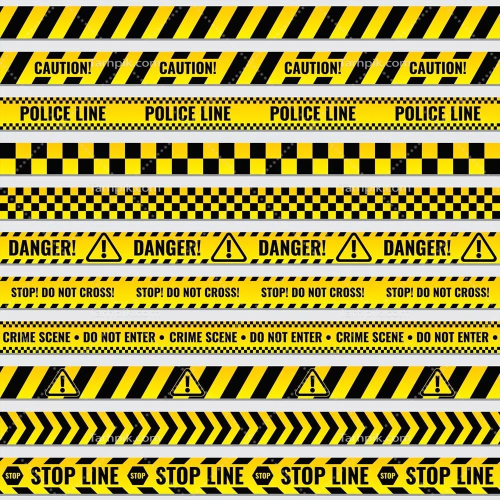 وکتور حاشیه نوار پلیسی مشکی و زرد برای شناسایی و هشدار در طراحی