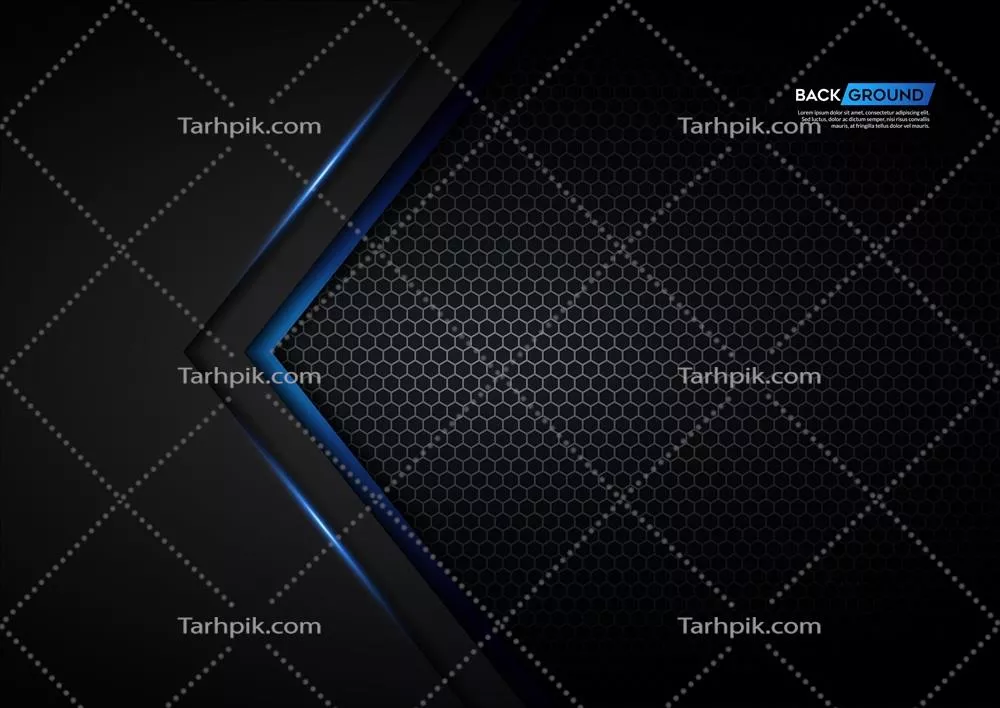 وکتور پیکان آبی با پس‌زمینه مشکی و شبکه‌ای شش ضلعی