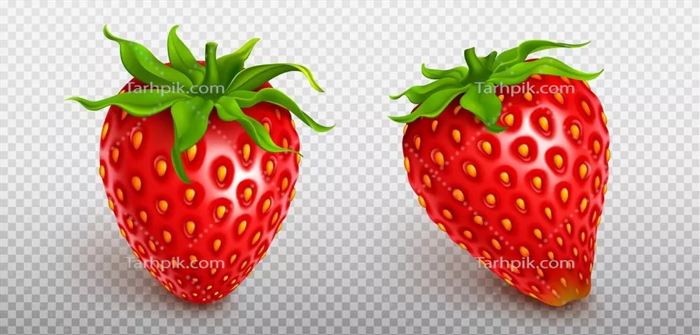 وکتور آیکون توت فرنگی سه بعدی واقعی و ایزوله شده با طراحی فوق العاده