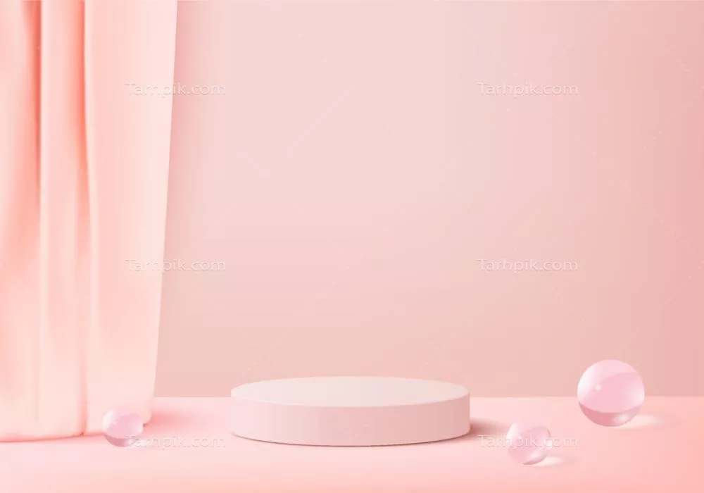 وکتور صحنه نمایش محصول با پسزمینه سهبعدی و پایههای هندسی زیبا