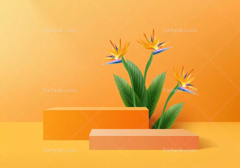 وکتور رندر سهبعدی نخل نارنجی برای پسزمینه استوایی تابستان