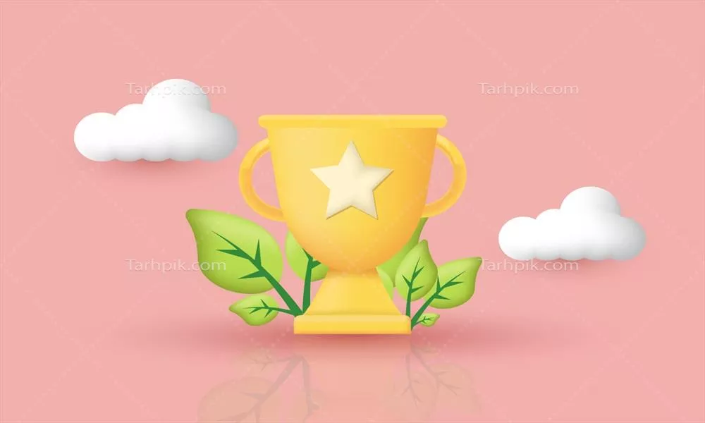 وکتور نقاشی سه بعدی واقعی از جام قهرمانی با طراحی ستاره و مدرن