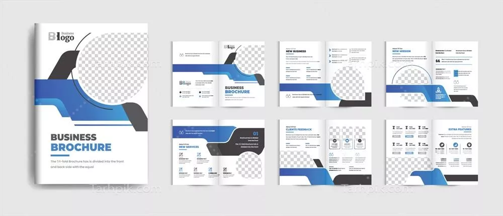 وکتور الگوی طراحی بروشور 16 صفحهای برای مشاغل با طرحهای جذاب و کاربرپسند