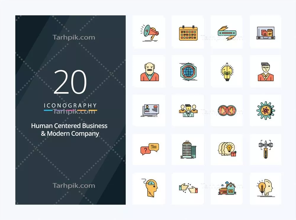 وکتور 20 ایده کسبوکار انسان محور و خطوط مدرن برای شرکتهای امروزی
