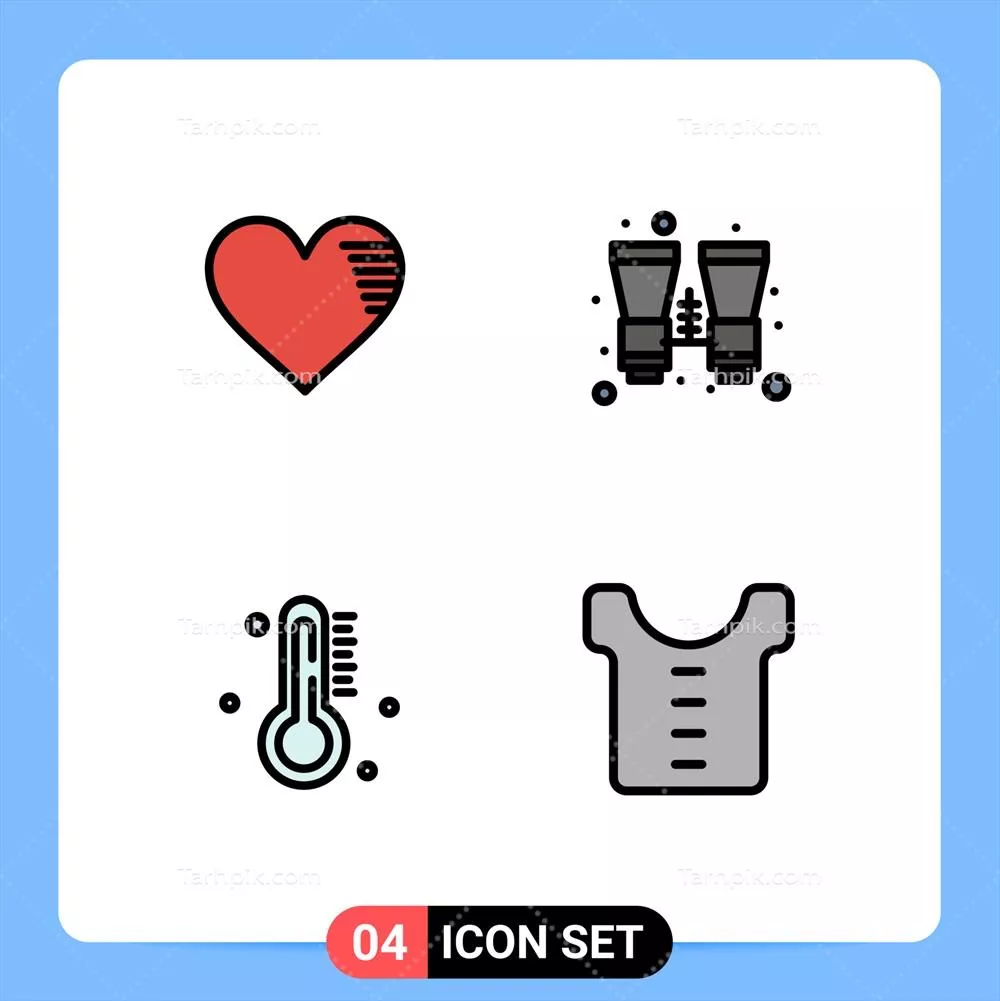 وکتور بسته چهار علامت مدرن با طراحی مسطح و رنگی برای رابط کاربری