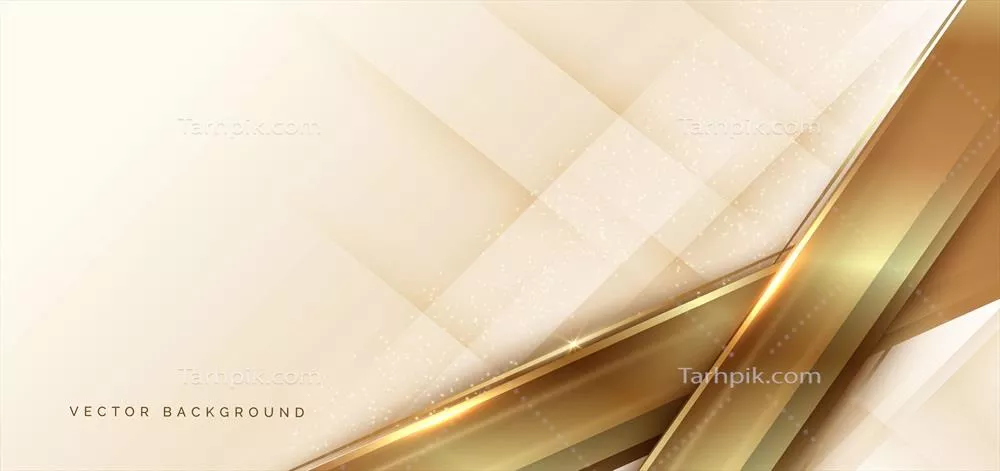 وکتور طرح انتزاعی سه بعدی لوکس با رنگ های کرم و طلایی در الگوهای هندسی دیagonal