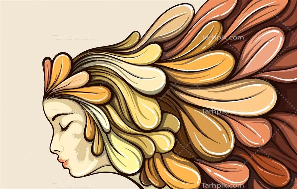 وکتور تصویر پسزمینه انتزاعی چهره زن با رنگهای متعدد و جذاب