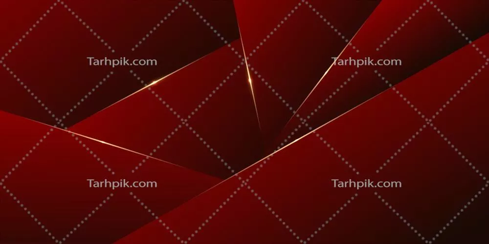 وکتور طراحی مدرن پسزمینه انتزاعی چندوجهی قرمز لوکس با خط طلایی