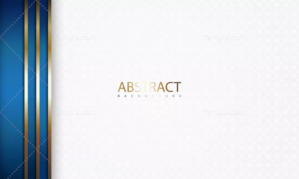 وکتور پسزمینه انتزاعی با طراحی مدرن و لوکس به رنگهای طلایی، آبی و سفید برای وب، بنر و کاور ارائه