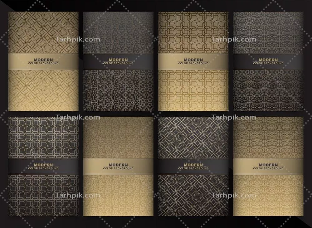وکتور طراحی الگوهای مینیمالیستی با رنگهای مشکی و طلایی به صورت انتزاعی