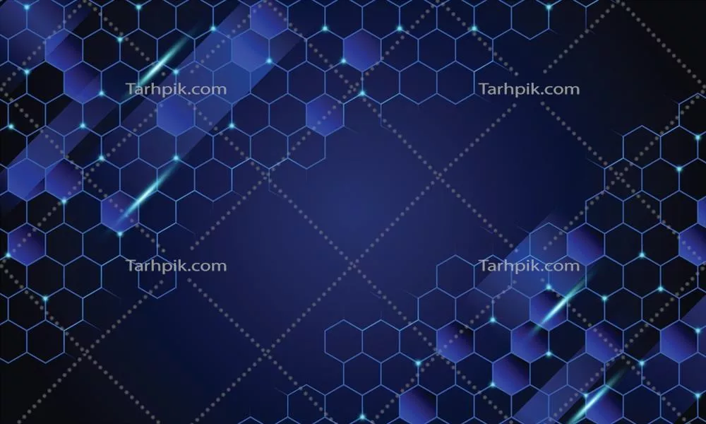 وکتور پسزمینه دیجیتالی انتزاعی شبکه زنبور عسل به رنگ آبی