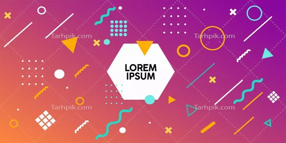 وکتور زمینه هندسی انتزاعی و روشن با رنگهای صورتی و نارنجی در سبک ممفیس