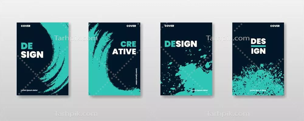 وکتور مجموعه طرح های خلاقانه پس زمینه با براش انتزاعی برای کاورهای هنری