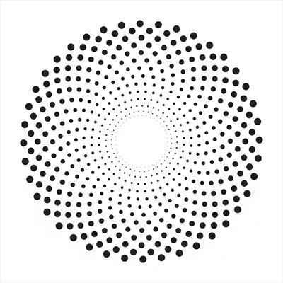 وکتور مدل دایره انتزاعی شامل نقاط متعدد و رنگارنگ در طراحی گرافیکی