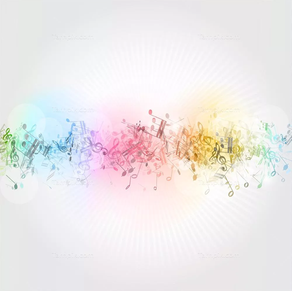 وکتور پسزمینه طراحی انتزاعی با نتهای رنگی موسیقی