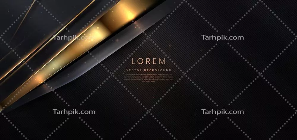 وکتور پسزمینهی انتزاعی و شیک به رنگ سیاه با خطهای طلایی