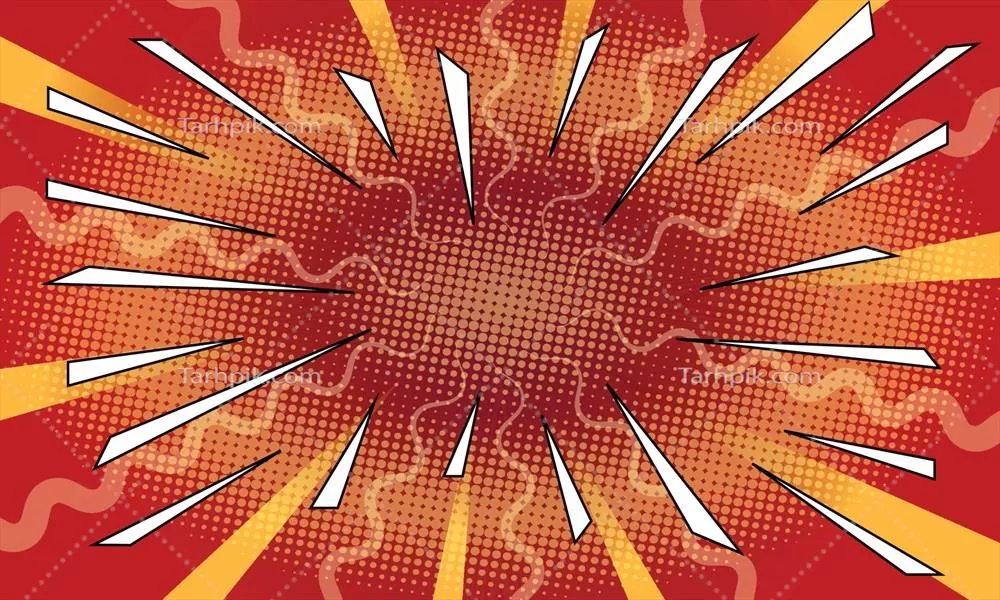 وکتور پیش زمینه بانر کتاب کمیک با طرح انفجار انتزاعی و پویا