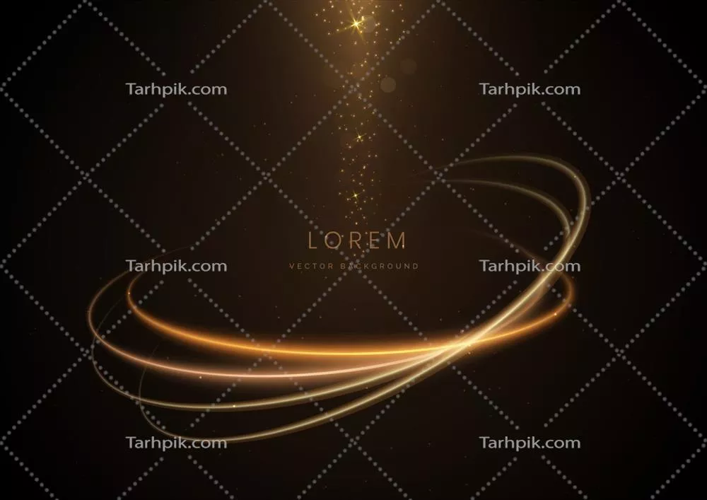 وکتور تصویر تجریدی لوکس با دایره طلایی درخشان و افکت درخشش در تاریکی