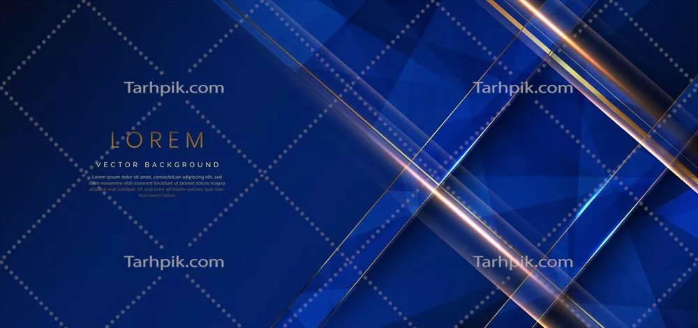 وکتور طرح انتزاعی لوکس با خطوط طلایی مورب و تداخل بر روی پسزمینه تیره