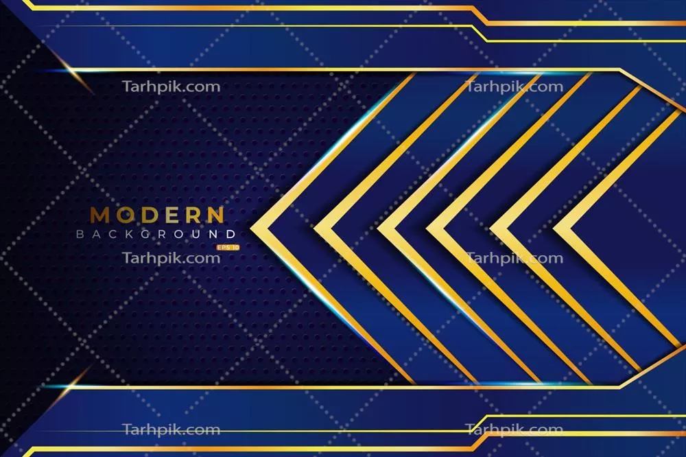 وکتور ابستره مدرن با رنگهای گرادیانی آبی و طلایی براق و هندسی