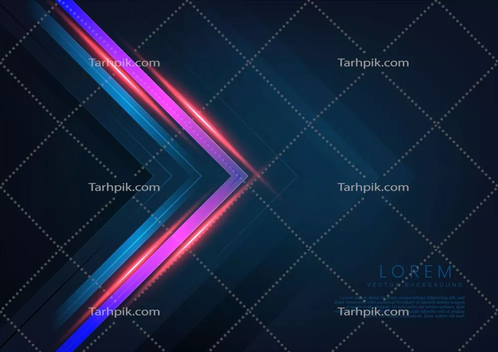 وکتور مفهوم انتزاعی فناوری با مثلثی صورتی و نوارهای نوری قرمز