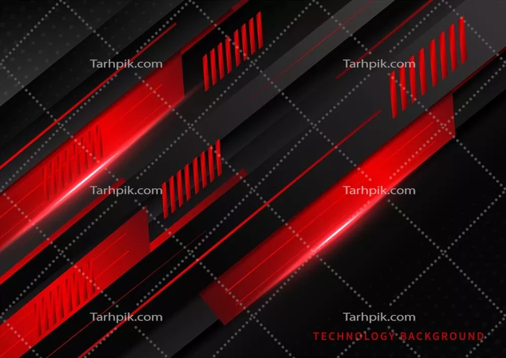 وکتور تصویری انتزاعی از فناوری با رنگهای هندسی قرمز و سیاه برای استفاده در پوستر تبلیغاتی و ارائههای کسب و کار