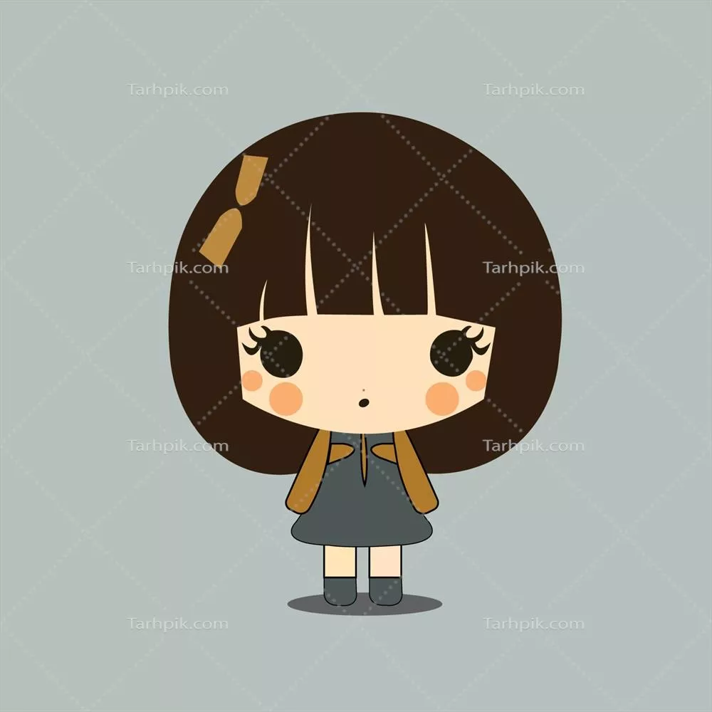 وکتور شخصیت کارتون با لباس آبی و دامن مشکی – جذاب و منحصر به فرد